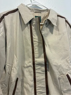 wild fable Cream Bomber Jacket with Brown Faux Leather Trim Medium NWT thumbnail 8