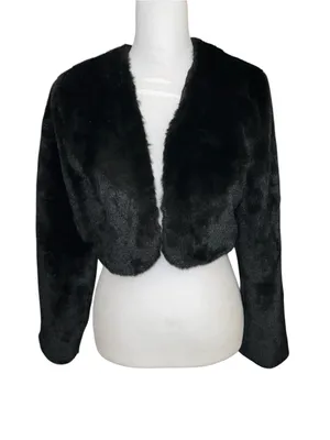 Allegra k Black Faux Fur Bolero Jacket thumbnail 2