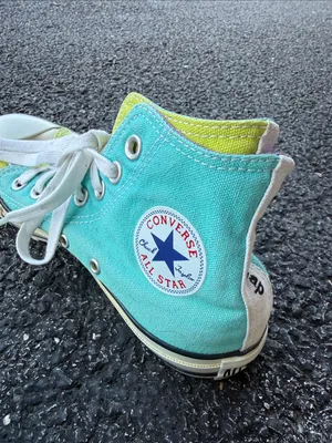 Custom Converse All Star Women’s 9 Turquoise Colorblock High Top thumbnail 6