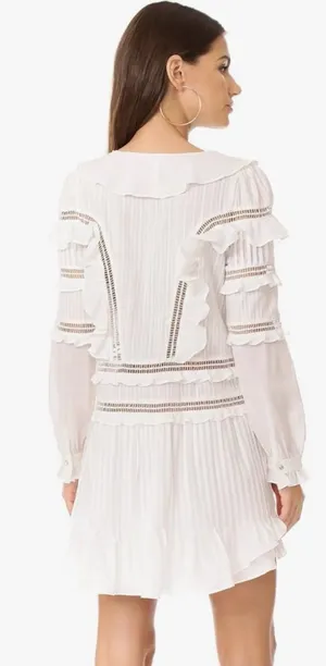 For Love And Lemons Ziggy Pintuck White Mini Dress Size L thumbnail 1
