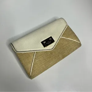 Kate Spade Wesley place‎ woven & leather envelope clutch thumbnail 2