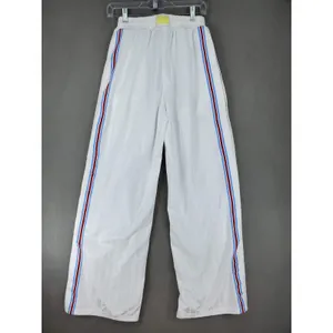 YLLW Snap Tearaway Track Pants Womens S White Striped Patch Sporty Streetwear thumbnail 2