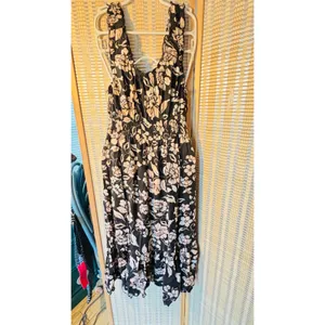 Patrons of Peace black sleeveless floral bohemian midi dress sz Med 8 thumbnail 5