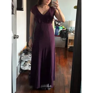 Burgundy Jenny Yoo "Cecilia" Ruffled Chiffon Long Dress thumbnail 2