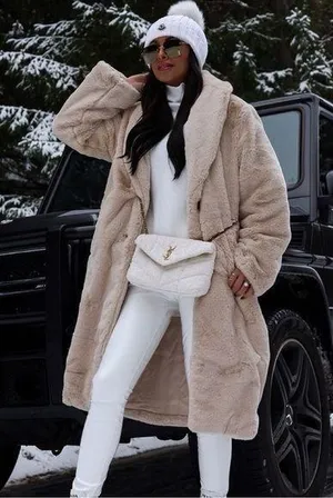 Abercrombie Faux Fur Long-Length Coat A&F XS thumbnail 1