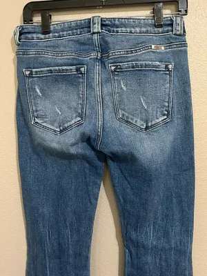 Kancan Low Rise Distressed Medium Wash Flare Denim Jeans Women’s Size 9 28 thumbnail 7