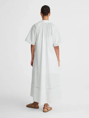 Madewell White Cotton Midi Dress NWT XXS Collared Poplin Slip Lined Summer thumbnail 4