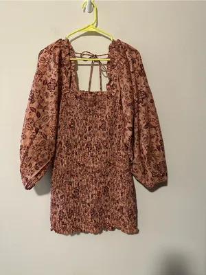 NWT Free People Smock It to Me Mini Dress Apricot Combo Pink Floral Size Small thumbnail 3
