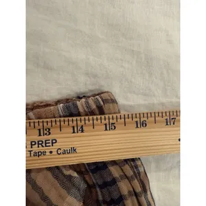 Aerie women’s gauze pants size M high waist brown plaid Loungewear grandmacore thumbnail 8