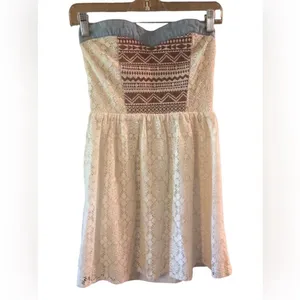 Flying Tomato A Line Fit Flare Western Lace White Blouse Dress Size M thumbnail 2