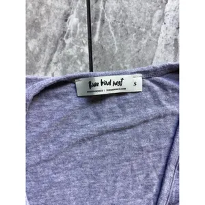 Three Bird Nest Womens Deep Scoop Neck High Low Hem T-Shirt Heather Purple Small thumbnail 2