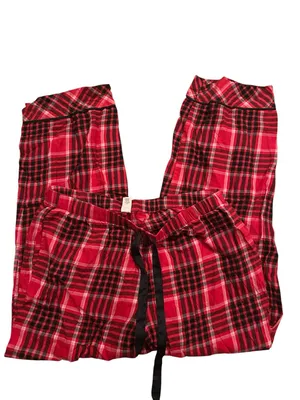 Victoria's Secret Embroidered Plaid Flannel Button-Down Pajama Set thumbnail 3