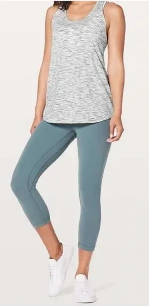 Lululemon Essentials Pleated Racerback Tank Top Sz 6 Tiger Space Dye Hail White‎ thumbnail 1