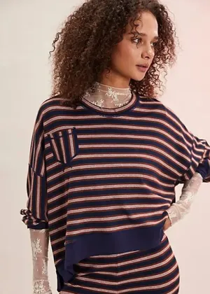 Free People Making In Happen Pullover Navy Large thumbnail 3
