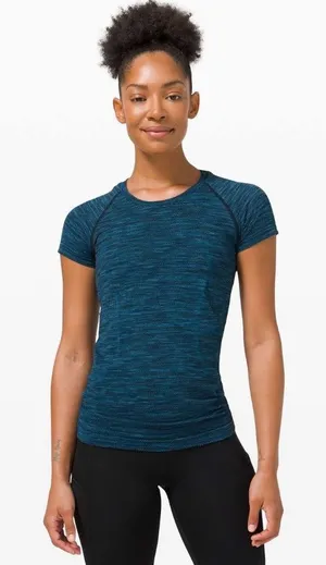 Lululemon Swiftly Short-Sleeve Performance Tee in Heather Teal Blue Size 6 thumbnail 1