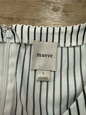 Anthropologie Maeve Puff-Sleeve Boatneck Top Striped Women’s Size Large Cotton thumbnail 8