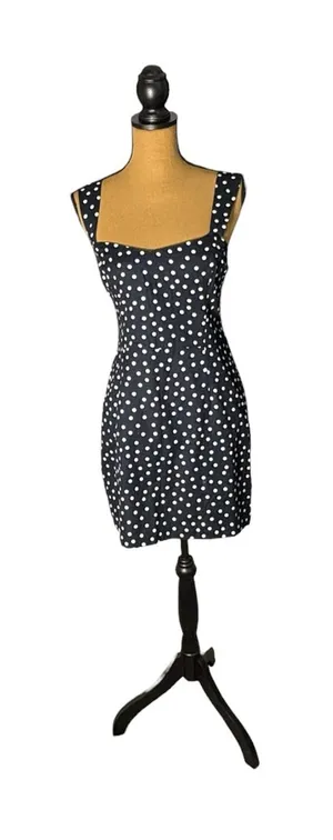 Abercrombie & Fitch NWT M Navy Polka Dot Mini Dress Sweetheart Twee Fit Flare thumbnail 1