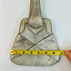 Botkier Grey Leather Looped Small Wristlet Bag RARE Origami Style thumbnail 11