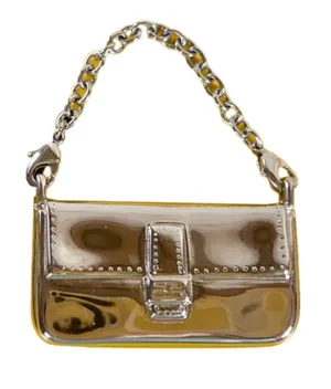 Fendi Silver Metal Detailed Shoulder Bag, Bag Charm thumbnail 1