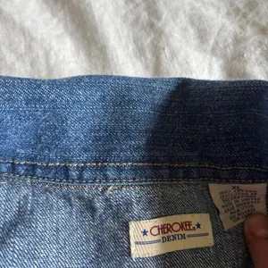 Vintage Y2K Cherokee Denim Jean Vest Floral Jaqcquard Boho Trim Size XL thumbnail 3