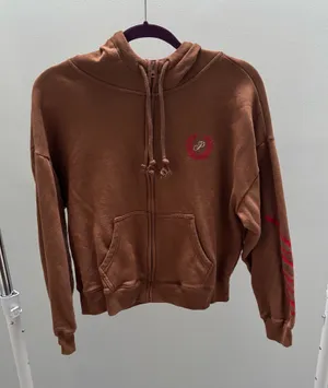 Victoria’s Secret PINK Rust Brown Zip Up Hoodie with Red Logo thumbnail 1