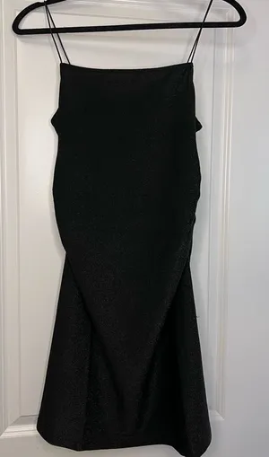 New h&m Black ruched midi dress #midi #blackdress thumbnail 1