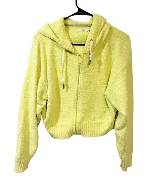 UGG Yellow Fleece Hana Full Zip Hooded Sweatshirt Size Medium thumbnail 1