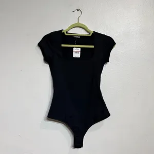 Free People Black Square Eyes Bodysuit Sz XS NWT thumbnail 2
