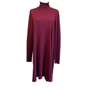 AGB Knit Sweater Dress Burgundy SZ XL Midi Turtle Neck Long Sleeve Minimalist thumbnail 2