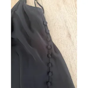 Banana Republic‎ Black Satin Side Button Slit Midi Slip Dress Womens 6 V-Neck thumbnail 7