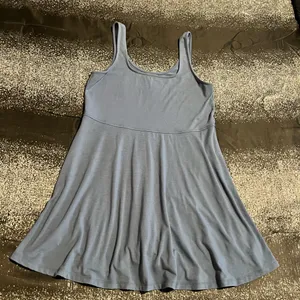 Womens lg American Eagle Blue Gray Heather Knit Fit & Flare Tank Dress w/Shorts thumbnail 1