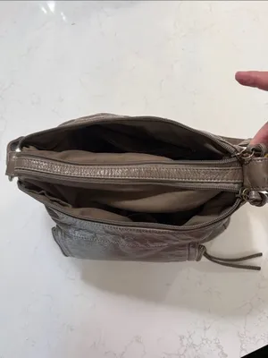 Women's Taupe faux Leather Crossbody Bag thumbnail 6