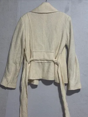 Millard Fillmore 90’s Y2K Wool Blend Cream Tie-Waist Women's Blazer Jacket thumbnail 7