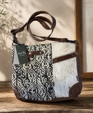 Myra Heron Cowhide Rug Crossbody Shoulder Bag Boho Western thumbnail 1
