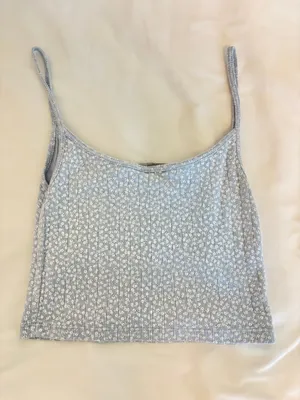 Brandy Melville Tank Top Blue White Floral thumbnail 3