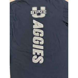Utah State University Aggies Navy Blue Graphic T-Shirt True-Blooded Bull Silver thumbnail 4