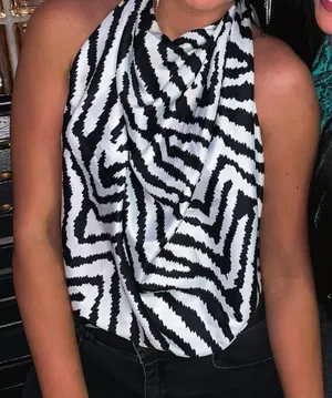 Zebra scarf top Black thumbnail 1