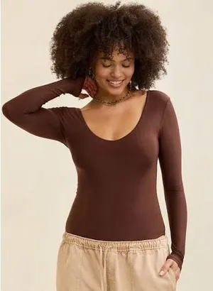 Aerie Smoothez Brown Longsleeve Bodysuit NWT thumbnail 1