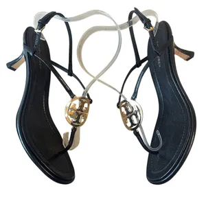 Tory Burch Metal Miller‎ Ankle Strap Sandals Black Gold Medallion 7 thumbnail 4