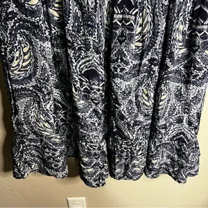 Sundance Sky Navy/White Flutter Sleeve Tiered Ruffle Boho Viscose‎ Dress thumbnail 14