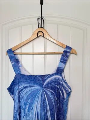 Newport By Carine XL Blue Marble Abstract Swirl Layered Tiered Dress Whimsigoth thumbnail 7