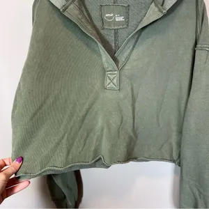 Aerie Women’s Green‎ V-Neck Hoodie XS thumbnail 6