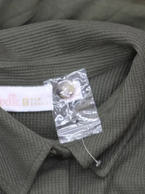 NWT Belle By Kim Gravel Jersey Button-Front Collared Shirt Tea Leaf Green 1X thumbnail 3