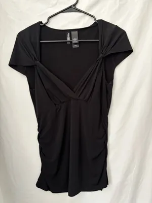 Bisou Bisou Stretchy Black V-Neck Short Sleeve Dress thumbnail 1