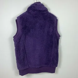 Artisans Vest XXL‎ Purple Plush Fleece Sleeveless High Neck Drawstring thumbnail 6