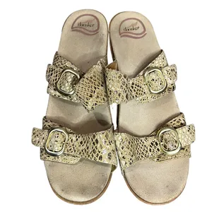 Dansko‎ Sophie Wedge Sandals 11-11.5 Beige Snakeskin Leather Slip On Clogs Shoes thumbnail 3