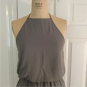 Show Me Your Mumu SMYM Heather halter maxi dress in Soft Charcoal Crisp NEW XXS thumbnail 3