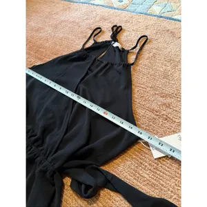 Candie’s Black Halter Wide Leg Jumpsuit XL NWT Tie Waist Culotte Cropped Romper thumbnail 5