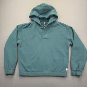 Vuori Restore Hoodie‎ Womens Small Teal Blue Organic Cotton Pullover VW2042 thumbnail 1