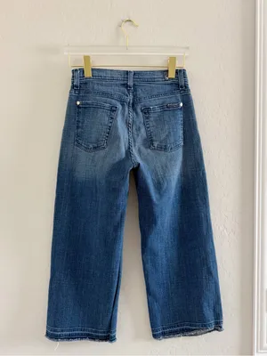 7 for all Mankind Wide Leg Crop Raw Hem Jeans Size 26 thumbnail 3